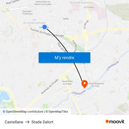 Castellane to Stade Delort map