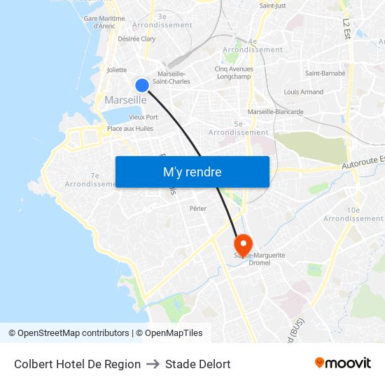 Colbert Hotel De Region to Stade Delort map