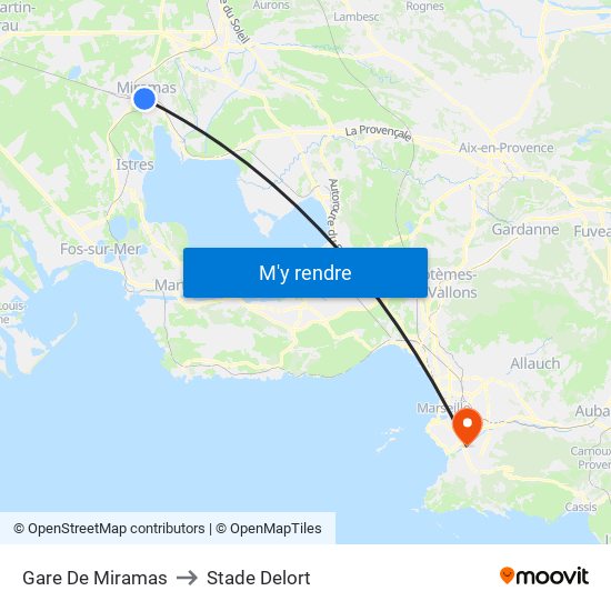 Gare De Miramas to Stade Delort map