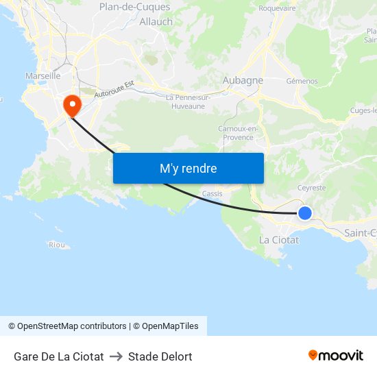 Gare De La Ciotat to Stade Delort map