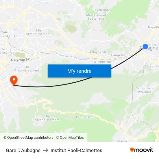 Gare D'Aubagne to Institut Paoli-Calmettes map