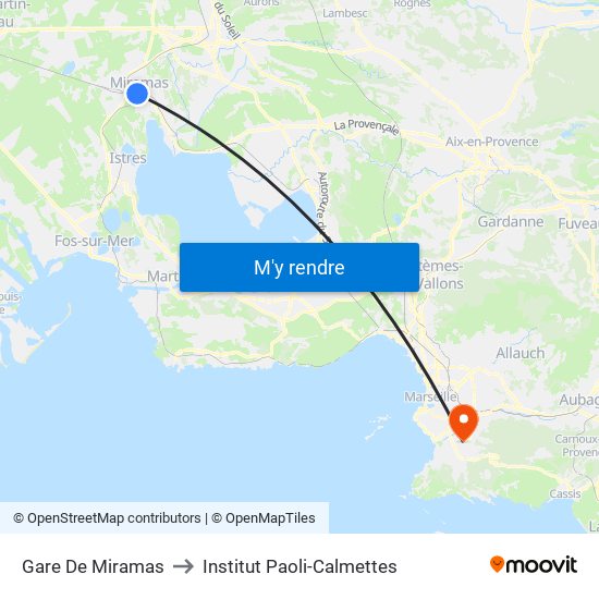 Gare De Miramas to Institut Paoli-Calmettes map