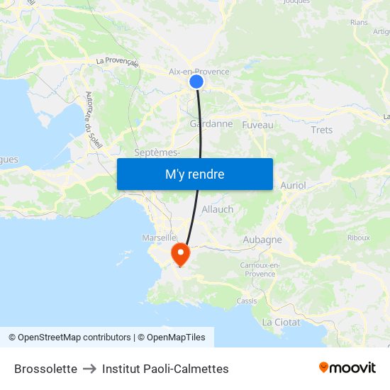 Brossolette to Institut Paoli-Calmettes map