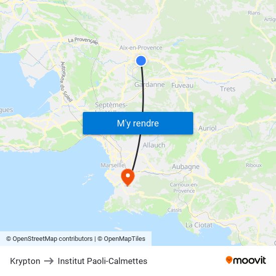 Krypton to Institut Paoli-Calmettes map