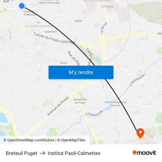 Breteuil Puget to Institut Paoli-Calmettes map