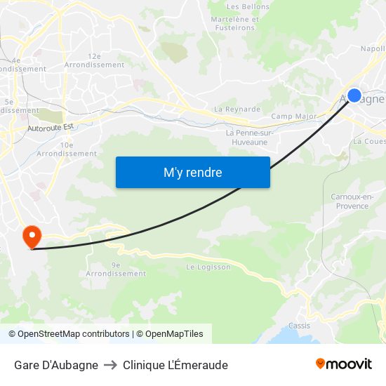 Gare D'Aubagne to Clinique L'Émeraude map