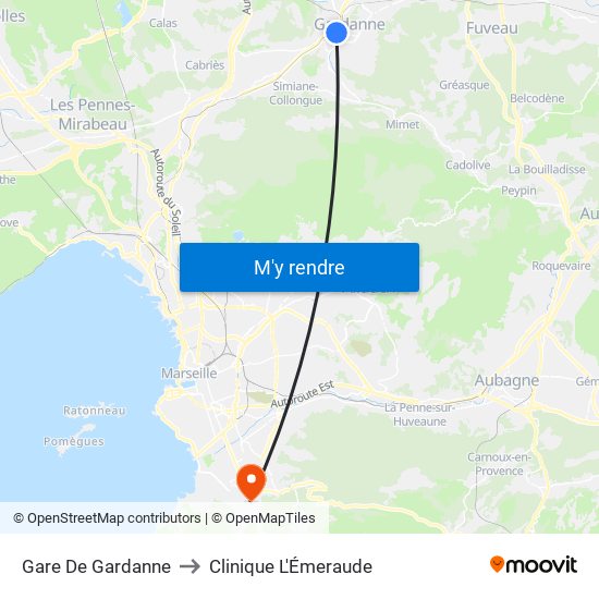 Gare De Gardanne to Clinique L'Émeraude map