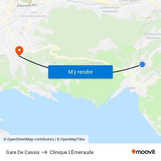 Gare De Cassis to Clinique L'Émeraude map