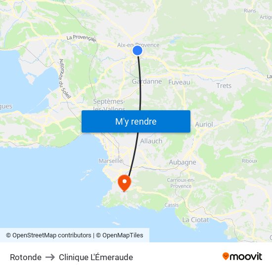 Rotonde to Clinique L'Émeraude map