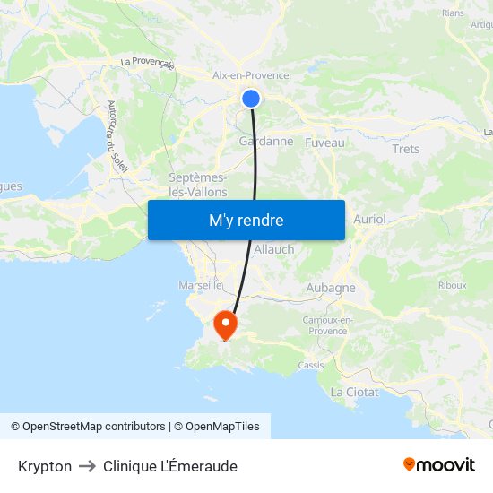 Krypton to Clinique L'Émeraude map
