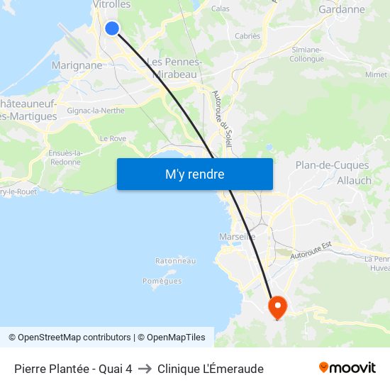 Pierre Plantée - Quai 4 to Clinique L'Émeraude map