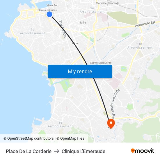 Place De La Corderie to Clinique L'Émeraude map