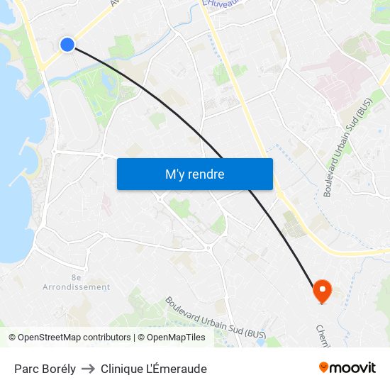 Parc Borély to Clinique L'Émeraude map