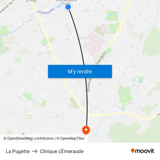 La Pugette to Clinique L'Émeraude map