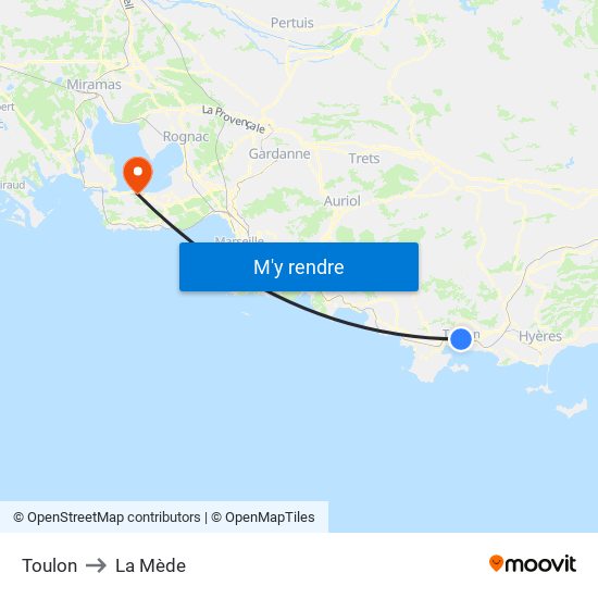 Toulon to La Mède map