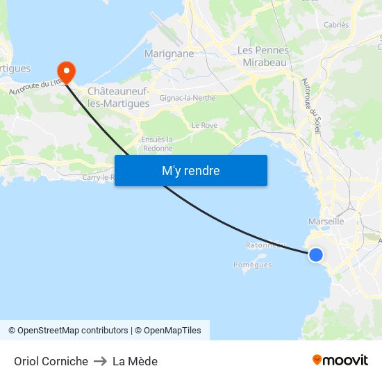 Oriol Corniche to La Mède map