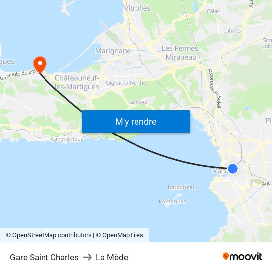 Gare Saint Charles to La Mède map
