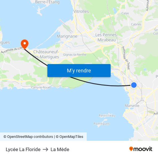 Lycée La Floride to La Mède map