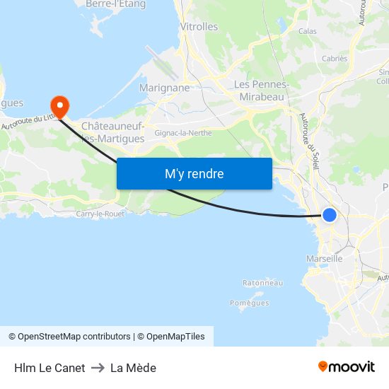 Hlm Le Canet to La Mède map