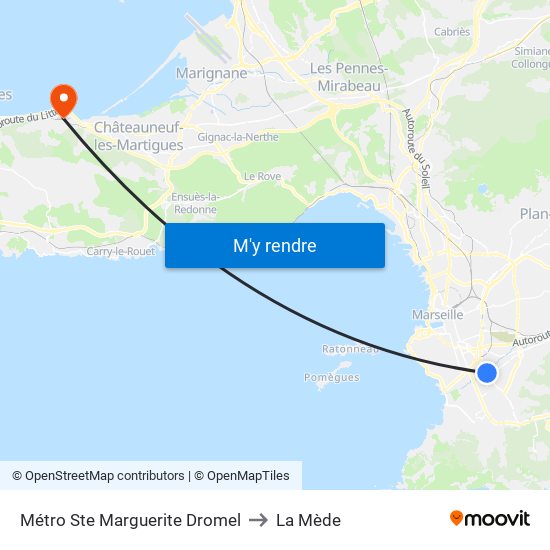 Métro Ste Marguerite Dromel to La Mède map