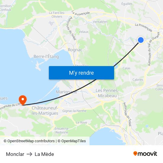 Monclar to La Mède map