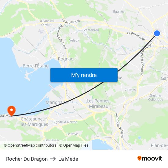 Rocher Du Dragon to La Mède map