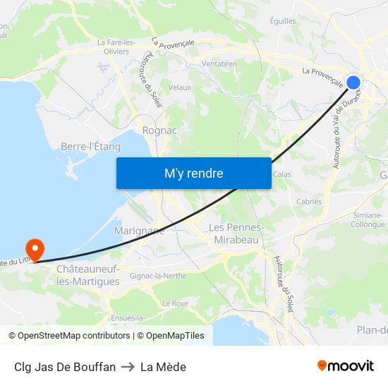 Clg Jas De Bouffan to La Mède map