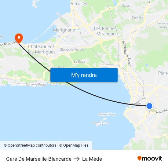 Gare De Marseille-Blancarde to La Mède map