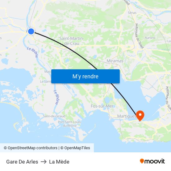 Gare De Arles to La Mède map