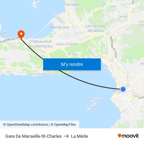 Gare De Marseille-St-Charles to La Mède map