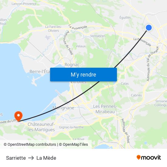 Sarriette to La Mède map