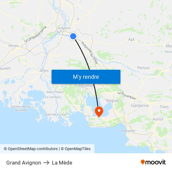 Grand Avignon to La Mède map