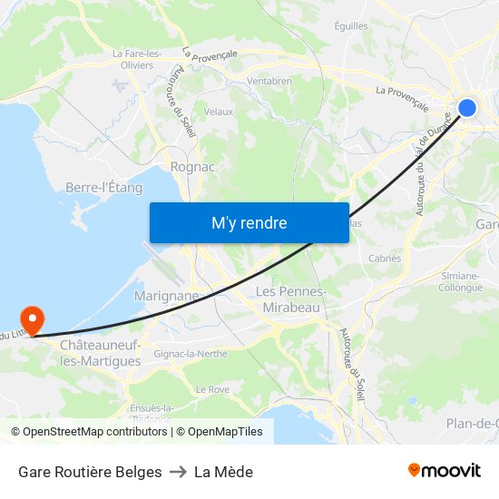 Gare Routière Belges to La Mède map