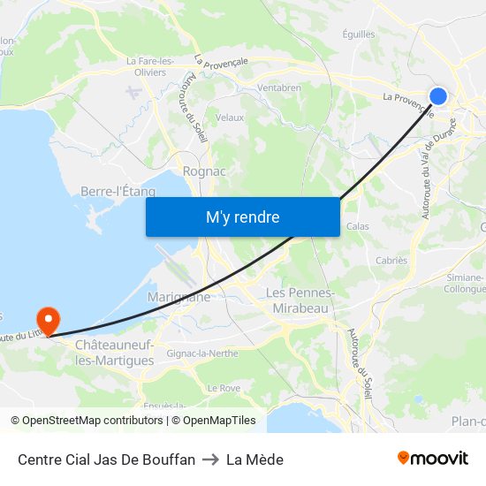 Centre Cial Jas De Bouffan to La Mède map