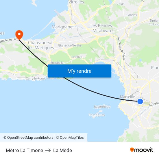 Métro La Timone to La Mède map