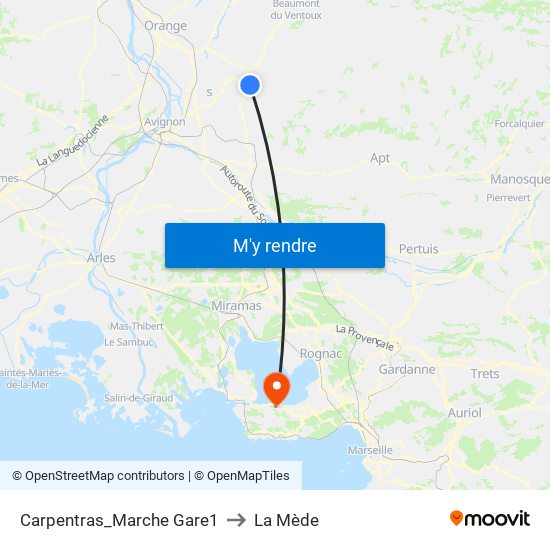 Carpentras_Marche Gare1 to La Mède map