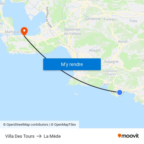 Villa Des Tours to La Mède map
