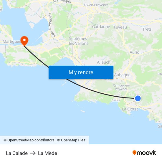 La Calade to La Mède map