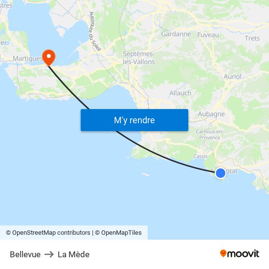 Bellevue to La Mède map