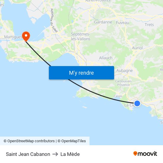 Saint Jean Cabanon to La Mède map