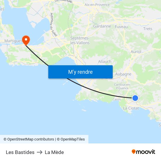 Les Bastides to La Mède map