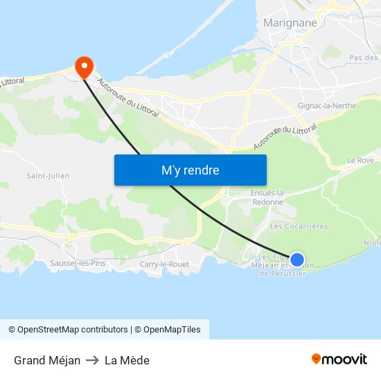 Grand Méjan to La Mède map