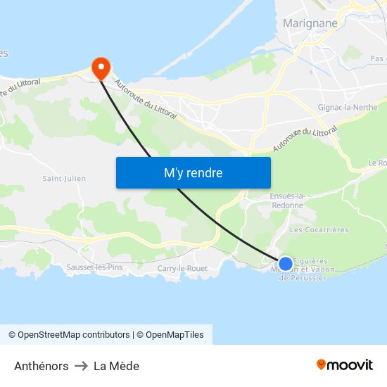 Anthénors to La Mède map