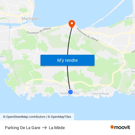 Parking De La Gare to La Mède map