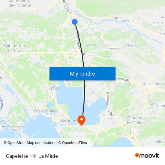 Capelette to La Mède map