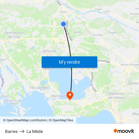 Barres to La Mède map