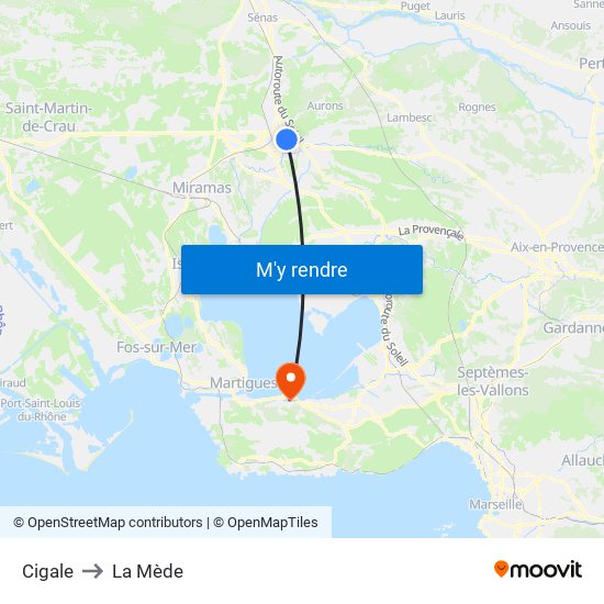 Cigale to La Mède map