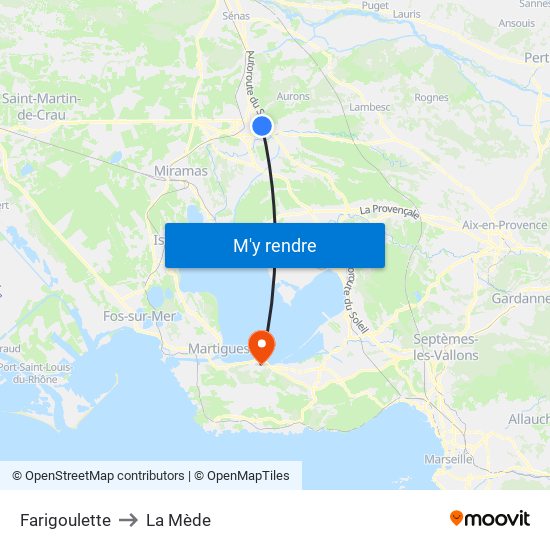 Farigoulette to La Mède map