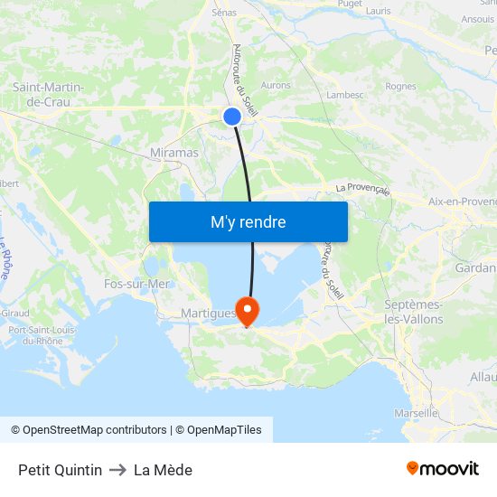 Petit Quintin to La Mède map