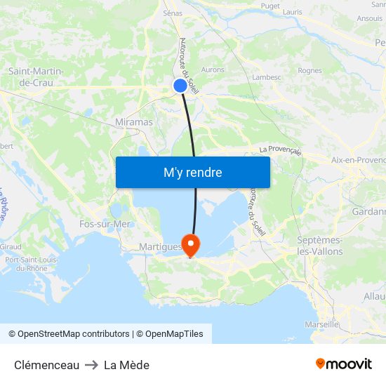 Clémenceau to La Mède map